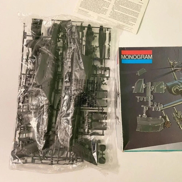 Vintage 1986 Monogram  AH-64 Apache Helicopter 1:48 Kit 5443 Open Box Never Used - Picture 7 of 12
